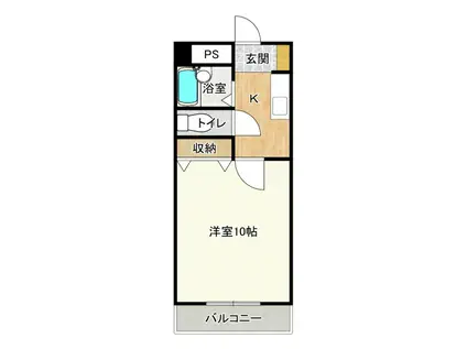 サンヴェール海老塚(1K/2階)の間取り写真