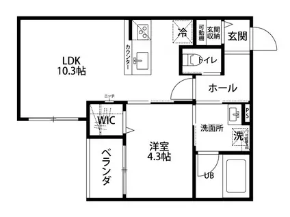 アンフィールド(1LDK/2階)の間取り写真