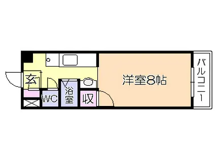 江崎ガーデンビル(ワンルーム/4階)の間取り写真