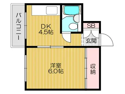 クレードメゾン(1DK/2階)の間取り写真