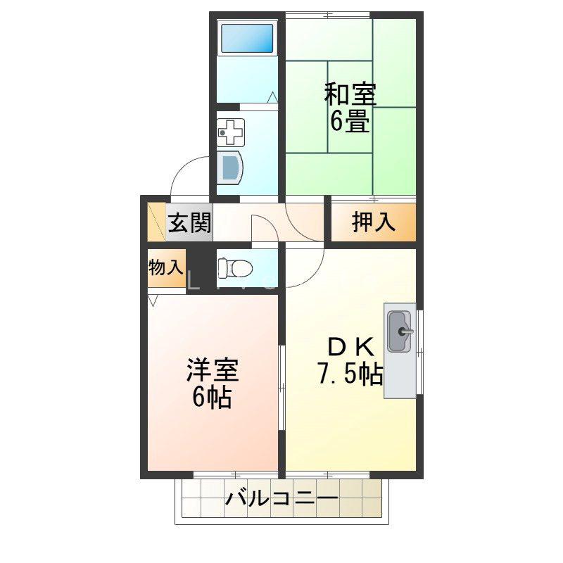 エクセルハイツ桃山(2DK/2階)の間取り写真