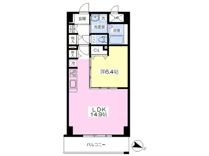 ラグーナコート(1LDK/2階)の間取り写真