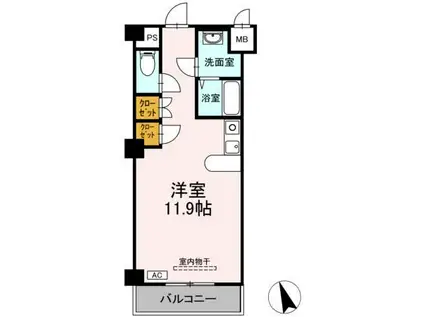 フェリオ甲府上石田(ワンルーム/4階)の間取り写真