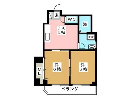 大八マンション(2DK/4階)の間取り写真