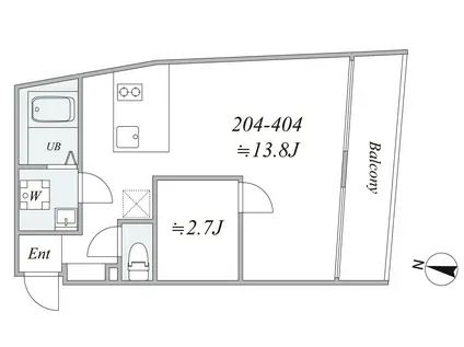 TRIAS412(1LDK/2階)の間取り写真