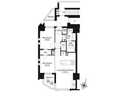 ジオイド三番町(2LDK/3階)の間取り写真