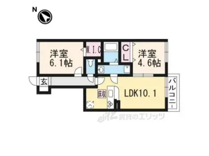 イルセット B棟(2LDK/1階)の間取り写真