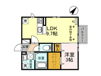 シェレトワレ上冨居 A棟(1LDK/1階)の間取り写真