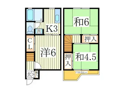 ツイン・テレスA棟(3K/1階)の間取り写真
