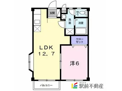 マンボウハイツ B(1LDK/2階)の間取り写真