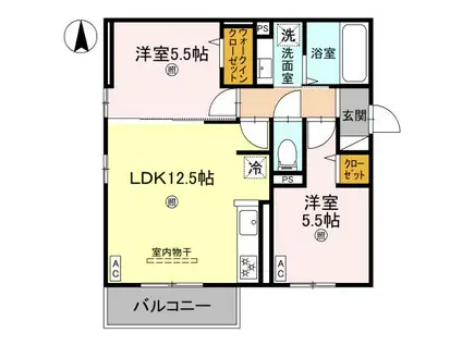 WISTERIA 三信(2LDK/2階)の間取り写真