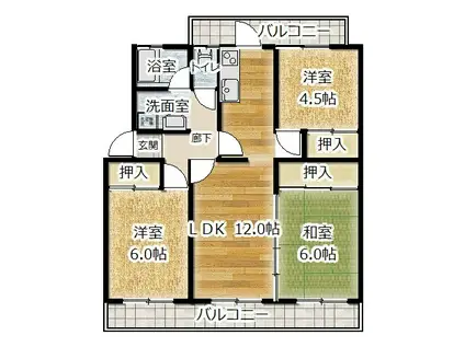 サルヴァトーレ日の隈2(3LDK/2階)の間取り写真