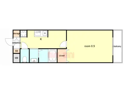 パトリア芦屋(1K/1階)の間取り写真