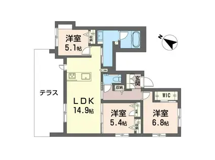 ガーデン片倉(3LDK/1階)の間取り写真
