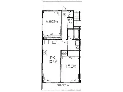 エムケイコーポ綾瀬(2LDK/1階)の間取り写真