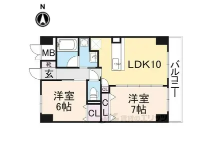 アルペンローゼ(2LDK/2階)の間取り写真