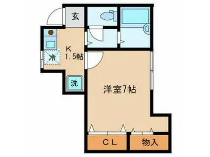 FLAT K(1K/1階)の間取り写真