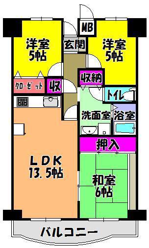 プレスト・コート壱番館(3LDK/9階)の間取り写真