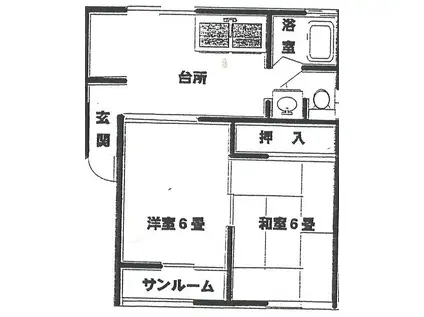 グリーンコーポ(2DK/2階)の間取り写真