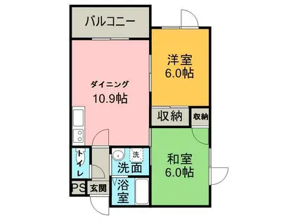 ロイヤルシャトー静(2DK/1階)の間取り写真