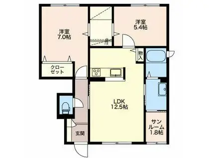 シャーメゾンII(2LDK/1階)の間取り写真