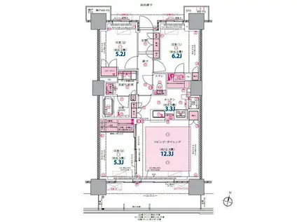 プラウドタワー郡山(3LDK/11階)の間取り写真