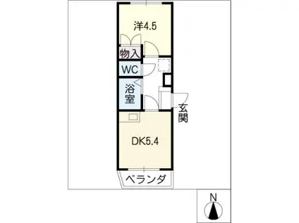 クレスト八事(1DK/3階)の間取り写真