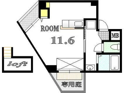 グランマーレ18(ワンルーム/1階)の間取り写真