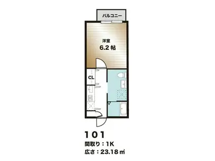 グランニール稲毛II(1K/1階)の間取り写真