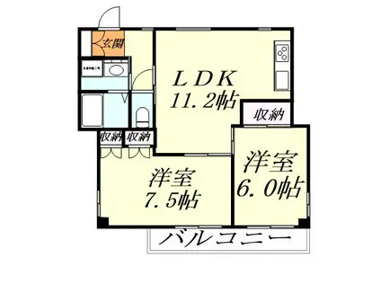 グランドアメニティ東川口(2LDK/3階)の間取り写真