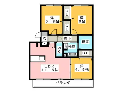 ROYAL WINS(3LDK/2階)の間取り写真