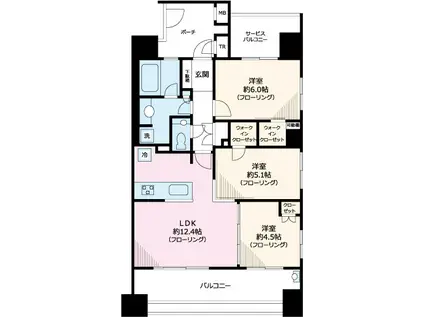 イニシアコート大宮ウエスト(3LDK/2階)の間取り写真