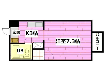 フォブール鍵村A棟(1K/2階)の間取り写真