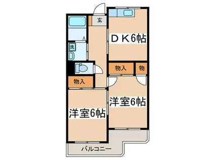 藤ハイツ(2DK/1階)の間取り写真