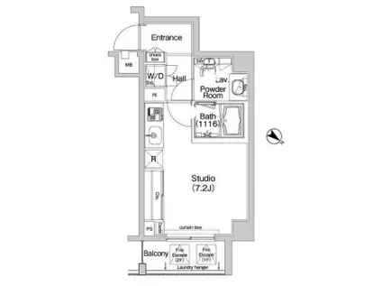 コンフォリア神楽坂(ワンルーム/2階)の間取り写真