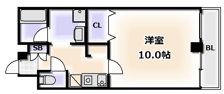 メロディーハイム夕陽丘(1K/13階)の間取り写真