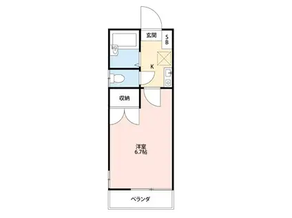 ハッピーハイツ(1K/1階)の間取り写真