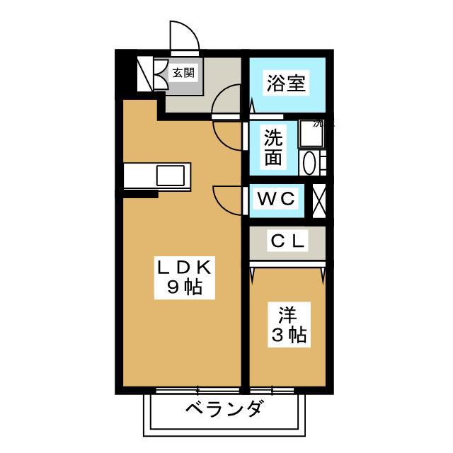 クレール御殿(1LDK/1階)の間取り写真