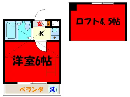 シティパレス石神井台I1号棟(1K/1階)の間取り写真