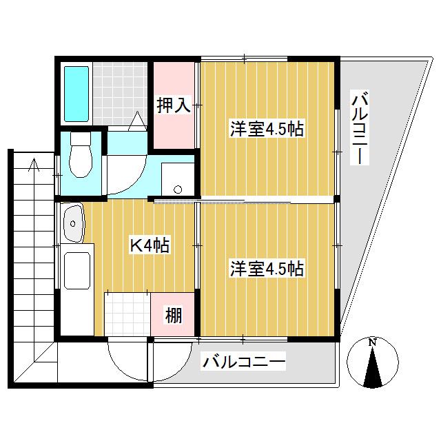 柳原アパート(2K/2階)の間取り写真