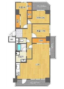 エクセレンス千里山(3LDK/7階)の間取り写真