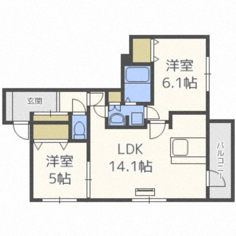 SABANJOULE(2LDK/5階)の間取り写真