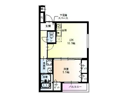 フジパレス東園田イースト(1LDK/2階)の間取り写真