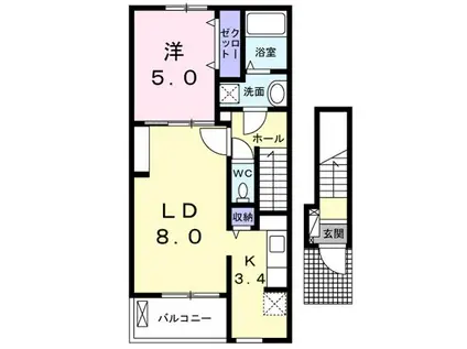 アンダンテ(1LDK/2階)の間取り写真