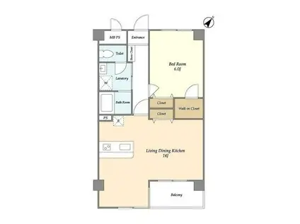 ウィルテラス船堀(1LDK/4階)の間取り写真