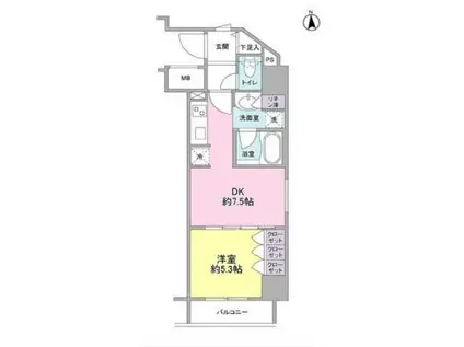 コンフォリア新宿御苑II(1DK/13階)の間取り写真