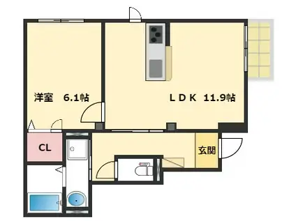 ハイム ルーエII(1LDK/1階)の間取り写真