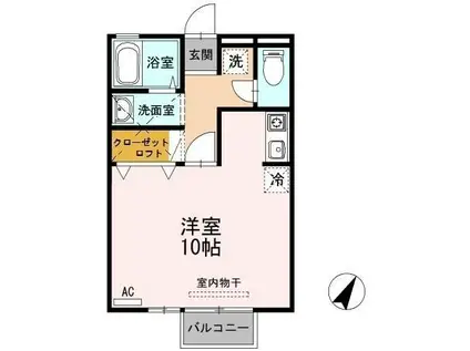 セジュール楷(ワンルーム/2階)の間取り写真