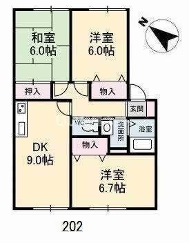ヴィクトワール花岡IV(3DK/2階)の間取り写真