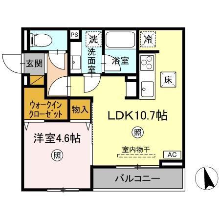 D‐INVEST東原A A(1LDK/1階)の間取り写真